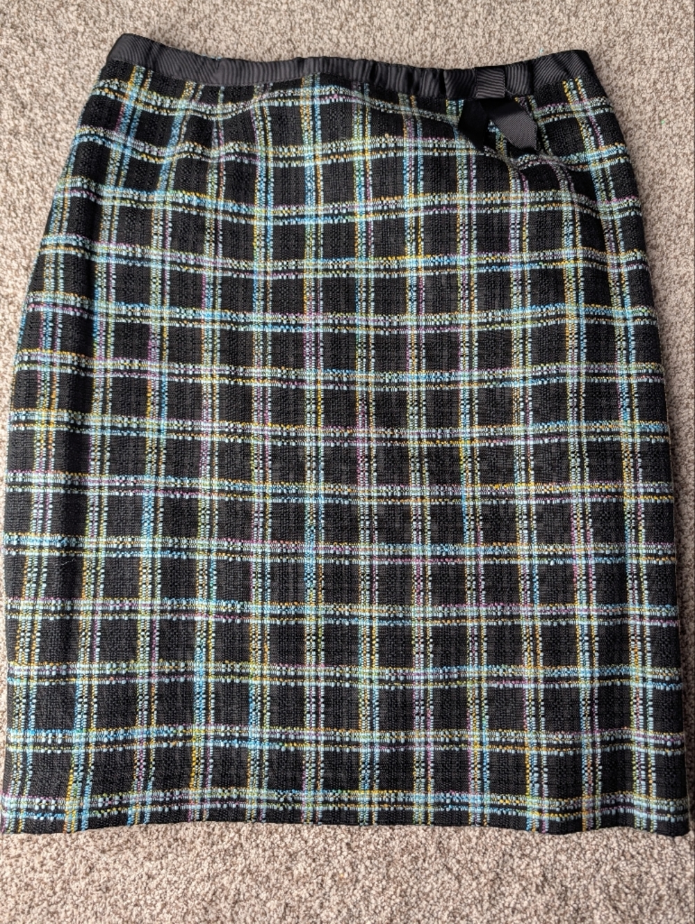 Y2K Plaid Mini Skirt 80s Colors Bow Detail Preppy Clueless Academia